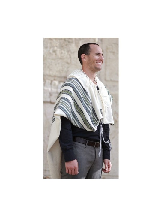 יצירת אריגה בעבודת יד טלית בינה יו... | יצירת אריגה טלית